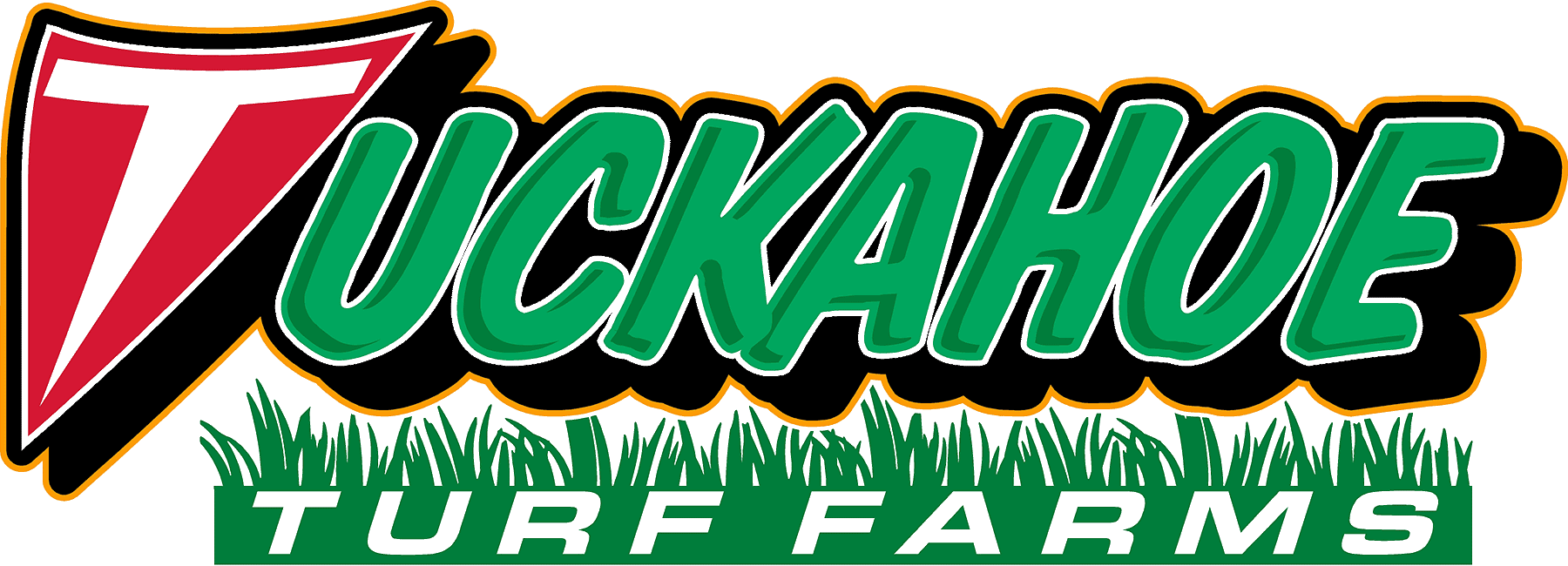 TTF LOGO Green and red logo for Tuckahoe Turf Farms.